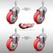 Service Caster 4 Inch SS Red Polyurethane Wheel Swivel 3/8 Inch Threaded Stem Caster Set SCC SCC-SSTS20S414-PPUB-RED-381615-4 - alternate 1